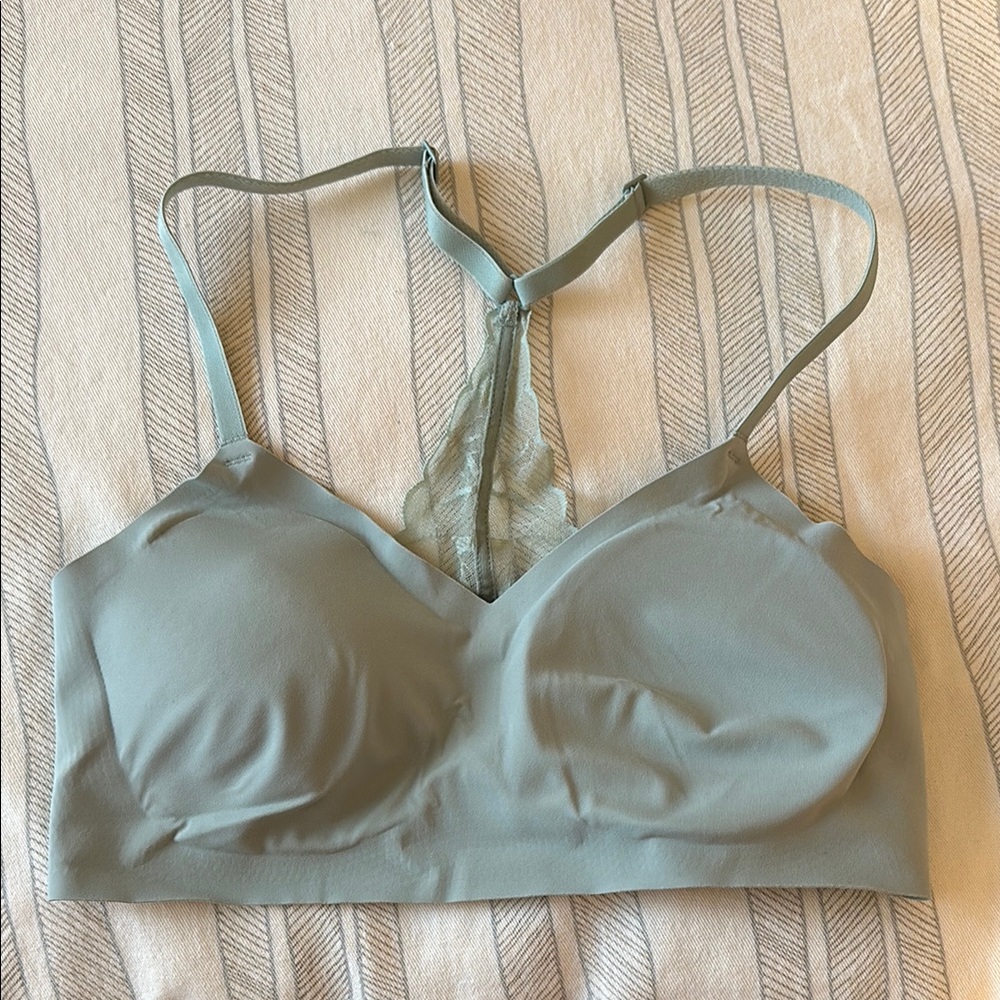 Lace Back Racerback Sage Green Bralette